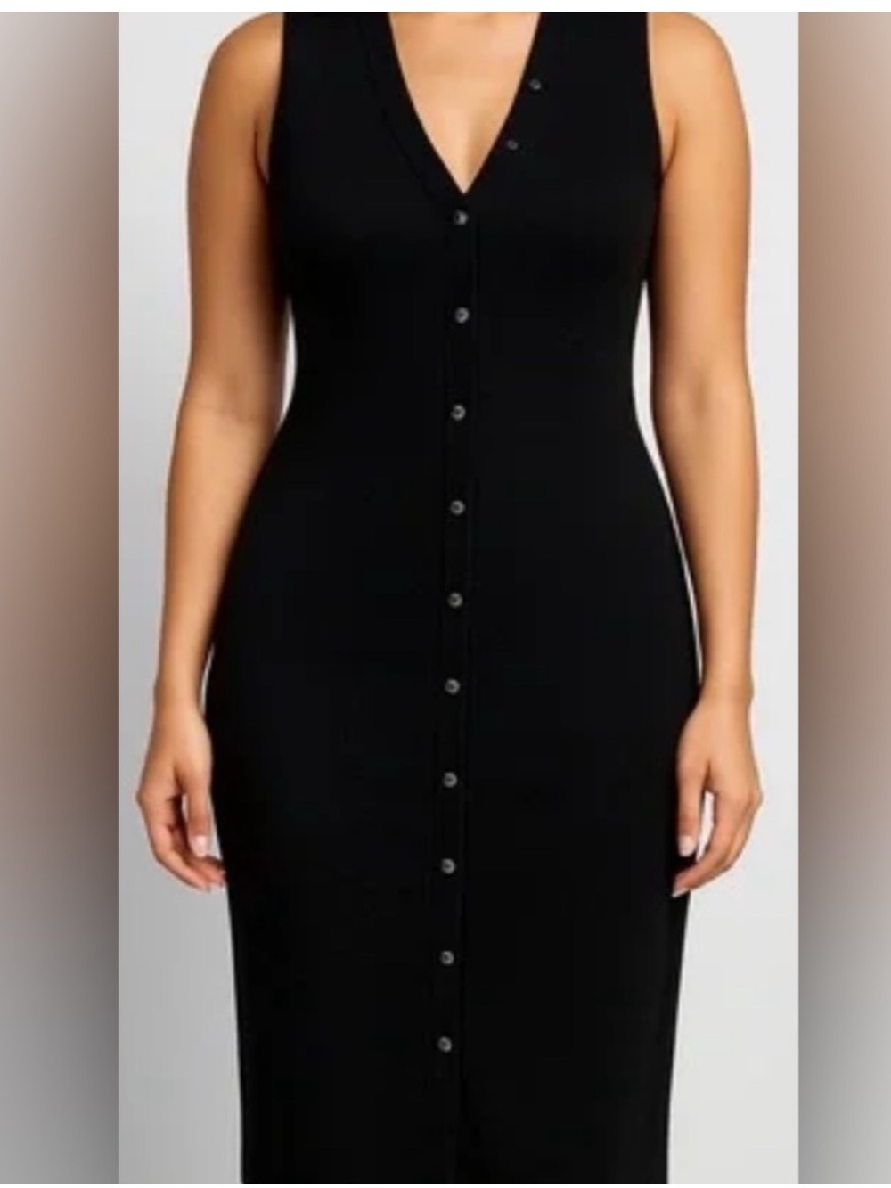 525 Ribbed Midi Black Dress